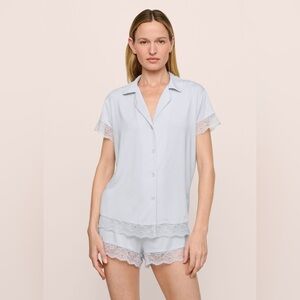 NWOT Eberjey Ice Blue Malou Tencel Modal Shortie Short PJ Set